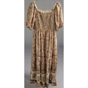 Floral Maxi Dress in Cream and Brown